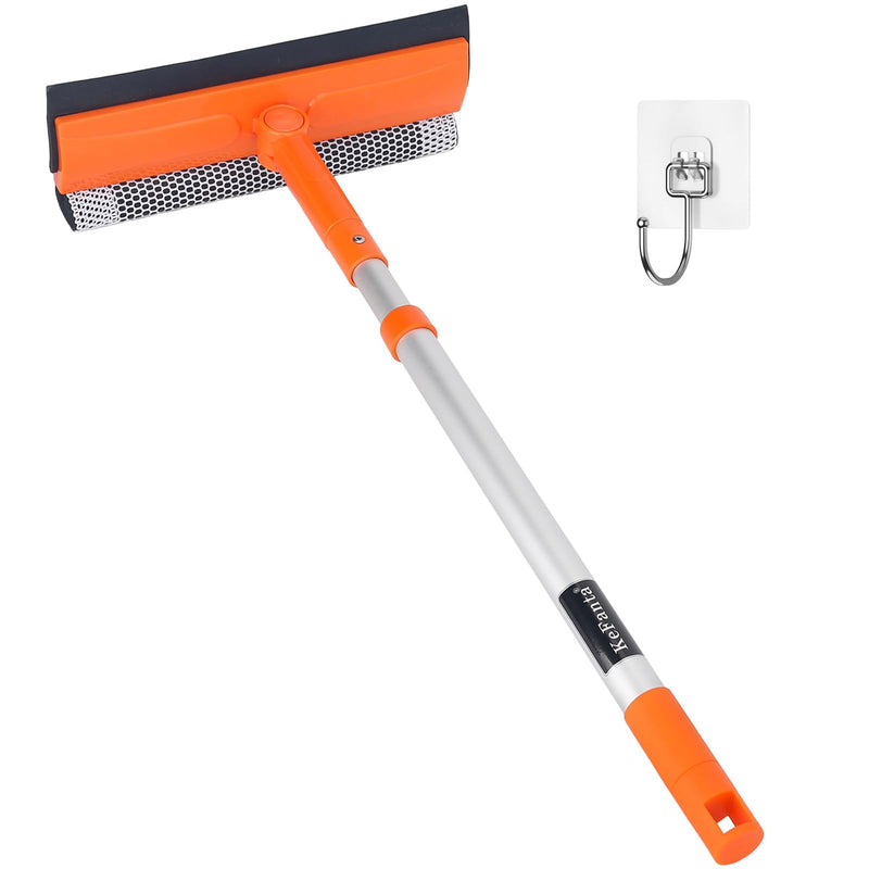 [Australia] - Window Squeegee for Home, Window Cleaner Tool with Extension Pole 20''-30'', Window Washer for Shower, Car Windshield, Mirror, Glass Cleaning Orange Telescopic Squeegee 