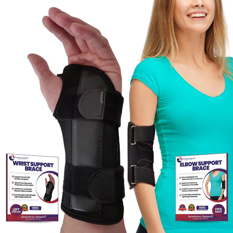 ARMSTRONG AMERICA Wrist Brace For Carpal Tunnel Left Hand + Elbow Brace Fits Most