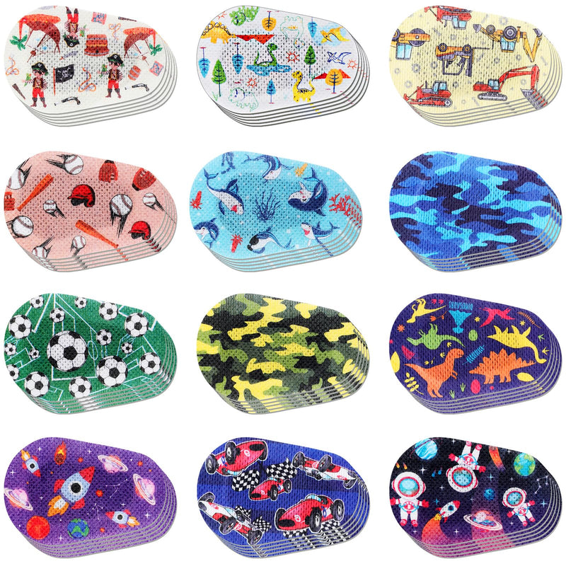 [Australia] - 60 Pcs Adhesive Eye Patches for Kids Boys, 12 Styles Eye Patches Cute Boys Toddler Eye Patch Bandages 60 
