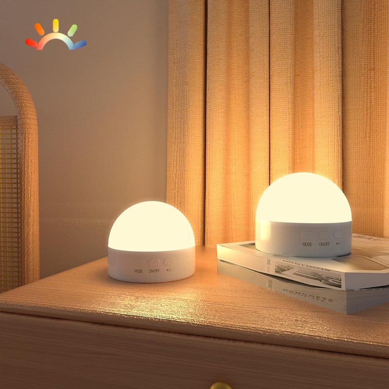 [Australia] - Kintion 2pcs Portable LED Night Light for Kids and Adult Bedside(with RGB Mode), Dimmable Warm/Red 6 Color Light Nursery Night Lamp, Soft Eye Caring Night Light for Baby Breastfeeding and Sleep Aid 2 Pcs 