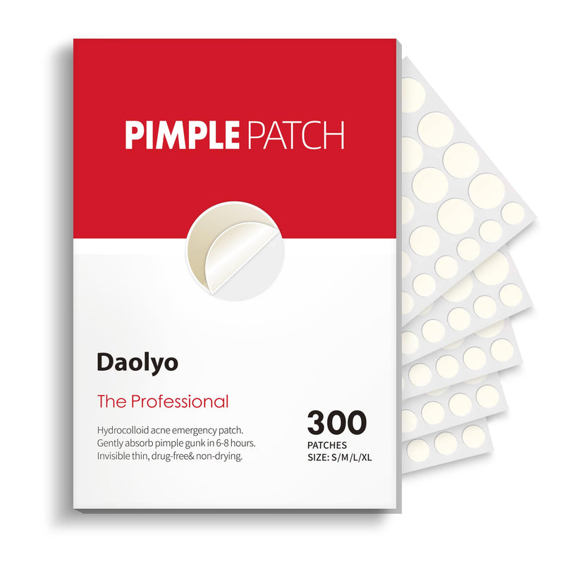 [Australia] - Pimple Patches for Face, 4 Size 300 Counts Acne Patches, Hydrocolloid Patches for Covering Zits and Blemishes, Spot Stickers with Salicylic Acid, Tea Tree Oil & Calendula Oil 