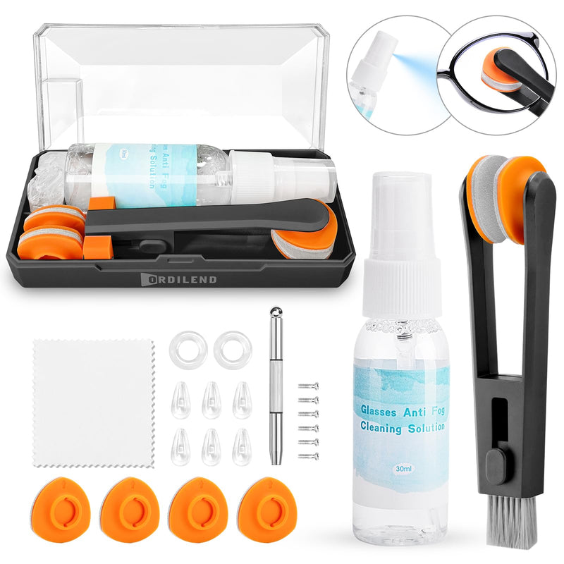 [Australia] - Glasses Cleaner Kit Eyeglass Cleaner - Anti Fog Eye glass Cleaners Spray with Microfiber Lens Cleaning Cloth, Glasses Repair Kit with Screws, Portable Travel Eyeglasses Cleaning Kit with Case Black 