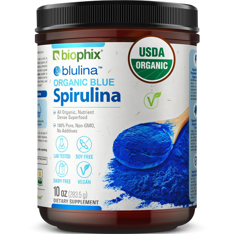 [Australia] - biophix Blue Spirulina Powder Organic Blulina 10 oz - Algae Organic Spirulina Powder 283 Servings - Superfood Supplement - Natural Blue Pigment - Espirulina en Polvo Organica Pura Azul 10 Ounce (Pack of 1) 