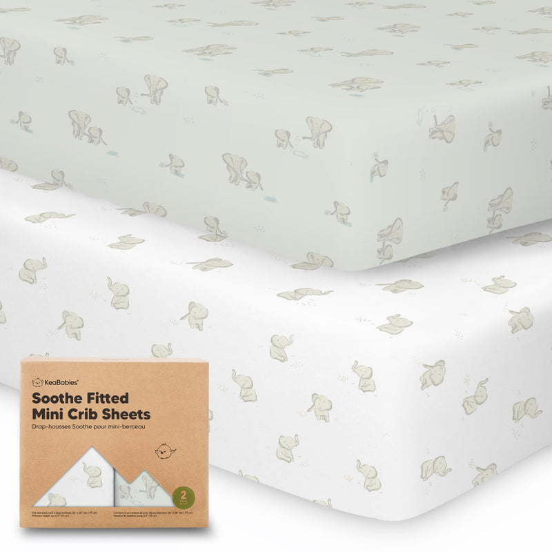 [Australia] - 2-Pack Mini Crib Sheets Fitted, Pack and Play Sheets - Organic Cotton Pack N Play Sheets for Pack and Play Mattress, Playard Baby Crib Sheets, Jersey Crib Sheets Neutral for Boys, Girls (Elly) Elly 