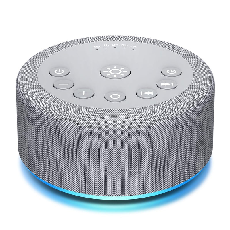 [Australia] - Sleep Sound Machine White Noise Machine 30 Non Looping Sounds 12 Night light Colors 5 Timers 36 Adjustable Volume Memory Function Brown Noise Sounds Machine for Baby kids Adult & Home Office Travel Grey 