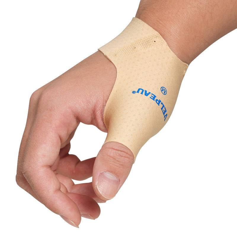 [Australia] - Velpeau Thumb Compression Sleeve for Tendonitis (Pack of 2), Seamless Technology, Gloves Wraps for Arthritis Pain Relief for Women & Men, Splint Liner, Fits Both Hands (Khaki, Short Version, M) Medium Short Version-Khaki 