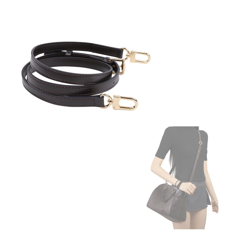 DGAZ Leather Shoulder Strap for Speedy Bag | Natural Vachetta Cowhide,Soft and Flexible,Handmade,Adjustable Crossbody Strap Glossy Brown 0.47 Inch Wide