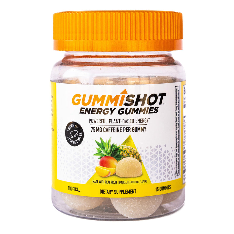[Australia] - Energy Gummies, 1125mg of Plant-Based Caffeine Chews per Bottle, Long Lasting Energy Boosters, Tropical (15ct) 