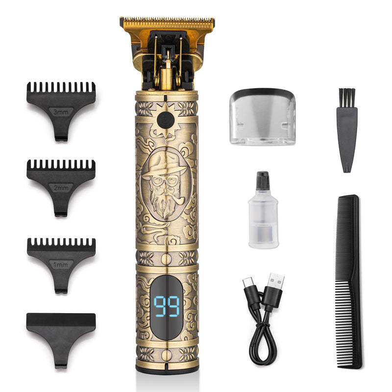 Hair Clippers for Men Professional Hair Trimmer Barbers Beard Trimmer Shaver Razor Hair Grooming Cutting Kit at Home T Blade Liner Trimmer Cordless Rechargeable Zero Gapped Edgers Gifts for Men Pattern 1