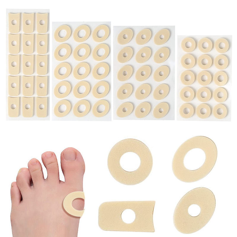 [Australia] - 60 Pieces Corn Cushions, Soft Latex Foam Self Adhesive Callus Pads Corn Pad Anti Friction Reduce Foot and Heel Pain, 4 Models (60 Pieces) 