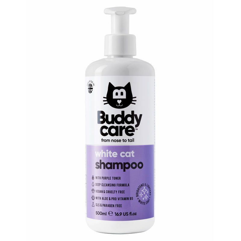White Cat Shampoo by Buddycare - Brightening and Whitening Shampoo for Cats - Deep Cleansing, Fresh Scented - with Aloe Vera and Pro-Vitamin B5(16.90oz) - PawsPlanet Australia
