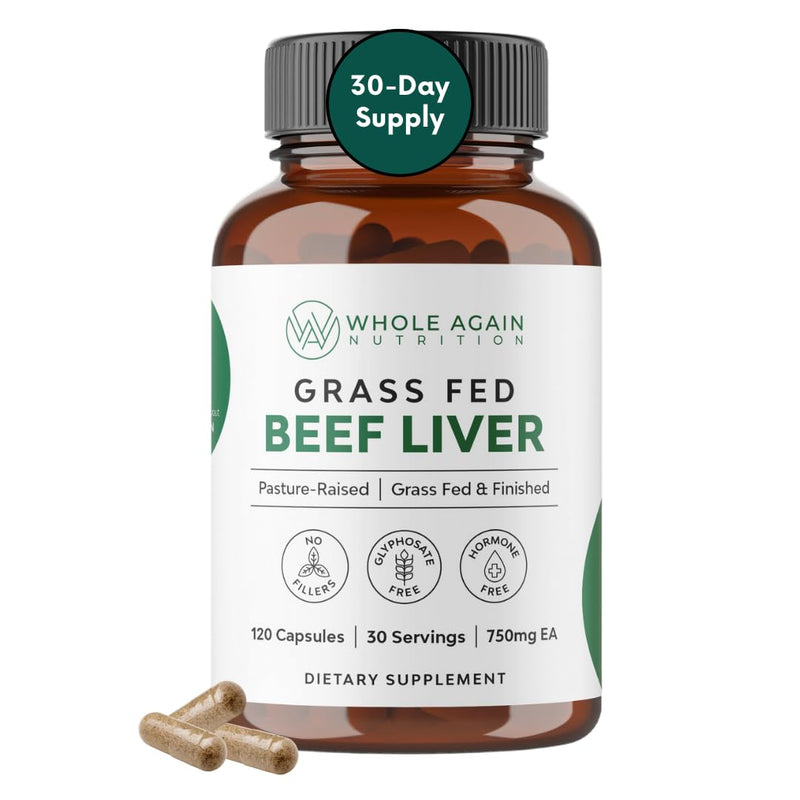 [Australia] - Grass Fed Beef Liver Capsules - 100% Pasture Raised - No Fillers or Flow Agents - 120 Count 3,000mg Serving - 30-Day Supply - Iron and Energy - Grass fed Desiccated Liver Supplement 