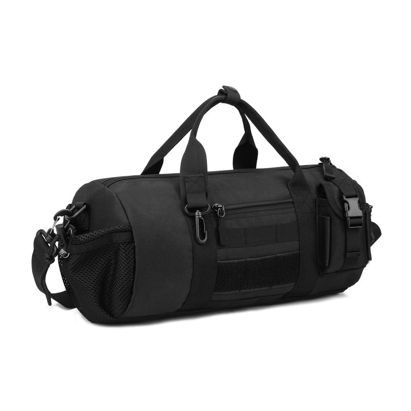 Huntvp Small Tactical Duffle Bag MOLLE Handbag Gear Military Travel Carry On Shoulder Bag Small Valise Black-1