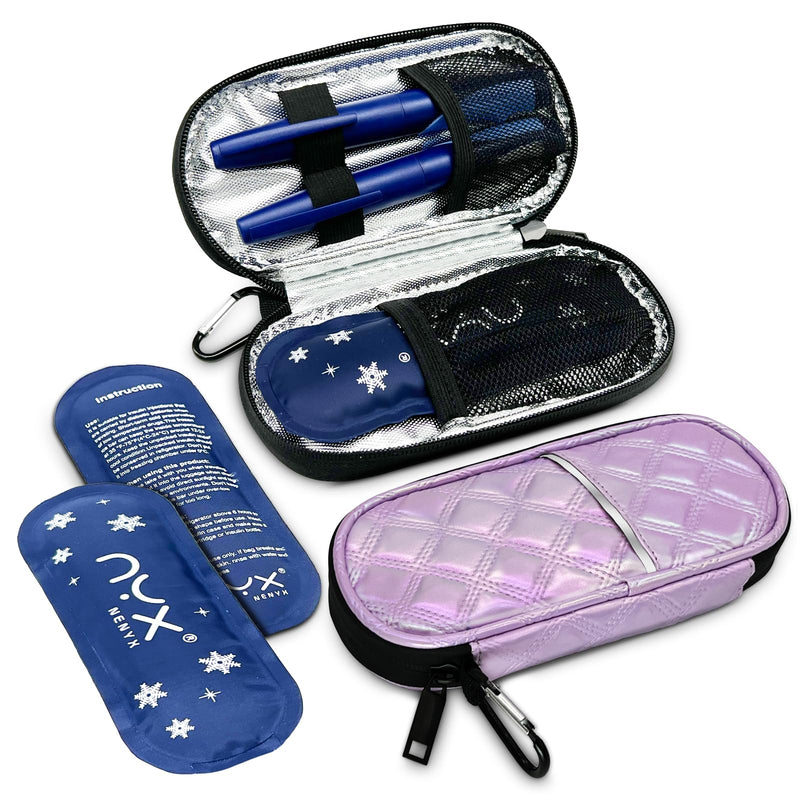 [Australia] - Insulin Cooler Travel Case with 2 TSA Approved Ice Packs for Insulin Pens and Diabetic Medical Organizer for Diabetes and Other Diabetic Supplies(Gradient Purple) Gradient Purple 
