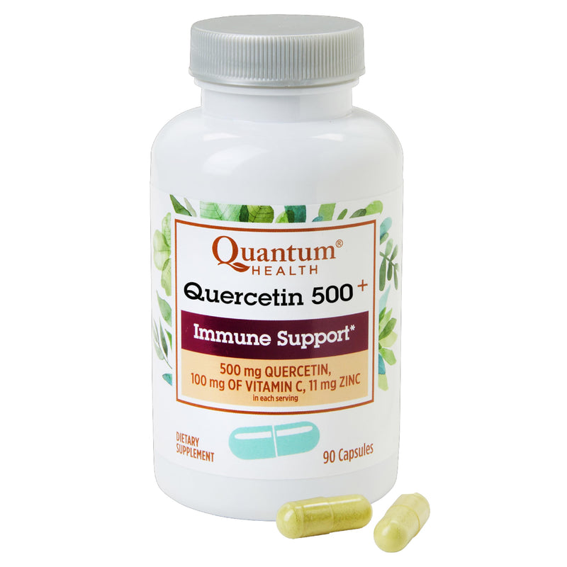 Quantum Health Quercetin 500+ Immune & Respiratory Support, 90 Capsules | Quercetin Dehydrate, Superior Absorption & Bioavailability, Flavonoid Antioxidant, 100 mg Vitamin C & 11 mg Zinc, Women & Men 90 Count (Pack of 1)