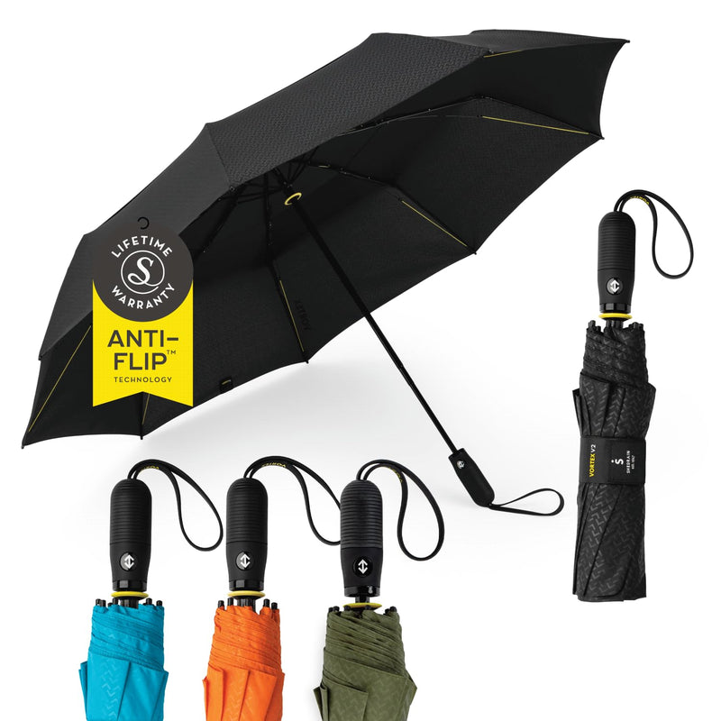 ShedRain Vortex Windproof Compact Travel Umbrella, Auto Open Close Vex Black 54"Arc