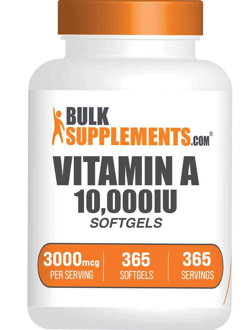 [Australia] - BulkSupplements.com Vitamin A 10000 IU Softgels - as Retinyl Palmitate, Vitamin A Supplement - for Eye & Immune Support, Gluten Free, 1 Softgel per Serving, 365 Count (Pack of 1) 365 Count (Pack of 1) 