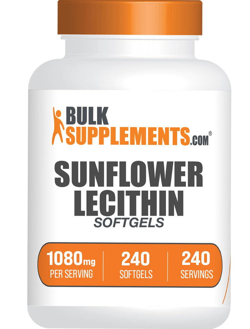 [Australia] - BulkSupplements.com Sunflower Lecithin Softgels - Lecithin Supplement, Sunflower Lecithin 1080mg - Vitality Support, Gluten, 1 Softgel per Serving, 240 Count (Pack of 1) 240 Count (Pack of 1) 