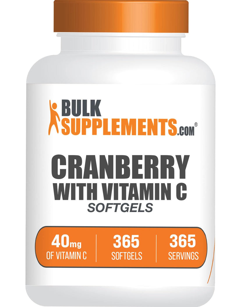 BulkSupplements.com Cranberry with Vitamin C Softgels - Antioxidants Supplement, 40mg of Vitamin C - Gluten Free, 1 Softgel per Serving, 365 Count (Pack of 1) 365 Count (Pack of 1)