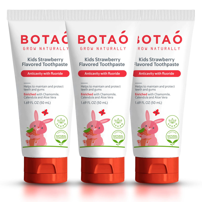 [Australia] - Kids Toothpaste | Natural Strawberry Flavored Anticavity Fluoride Toothpaste Maximum Cavity Protection| EWG Verified, Vegan, SLS Free, Safe to Swallow, Aloe Vera (3Pack) 1.7 Fl Oz (Pack of 3) 