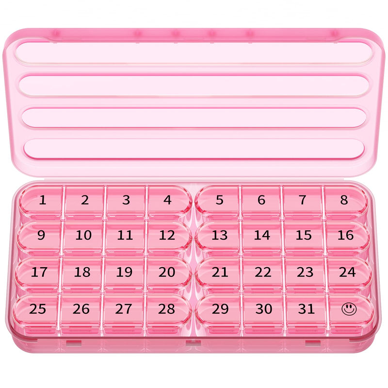 [Australia] - Zoksi Monthly Pill Organizer 1 Time a Day, 30 Day Pill Box Organizer Once a Day, One Month Large Pill Case for Travel, 31 Day Daily Medcine Container for Vitamins, Supplement & Medication (Pink) Pink 