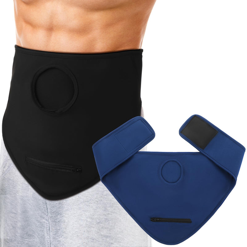 [Australia] - Liitrsh 2 Pcs Ostomy Bag Covers Colostomy Supplies Ostomy Wrap for Men Women Sport Swimming Showering Black, Dark Blue Large 