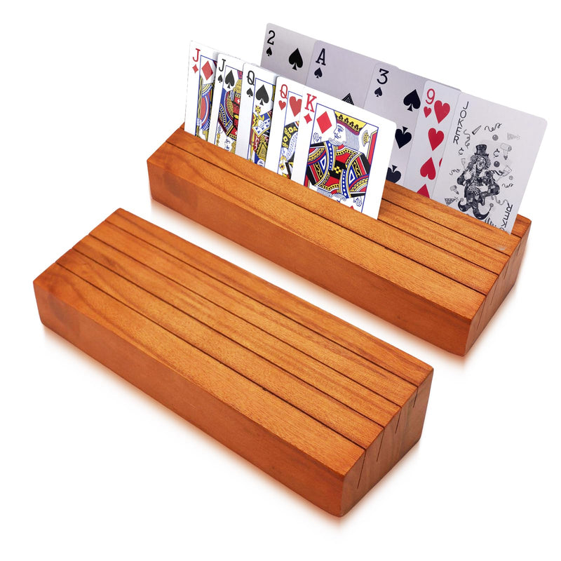 [Australia] - Playing Card Holders Deck Stand, Play Cards Holder for Kids or Elder People, Hands-Free Wood Holder Racks,Tray for Organizing Cards (2 Pack) 2 Pack 