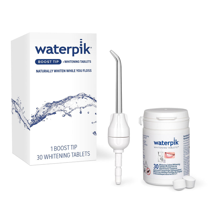 [Australia] - Waterpik Boost Water Flosser Tip with 30 Fresh Mint Whitening Tablets, Whiten Teeth and Remove Stains Gently 