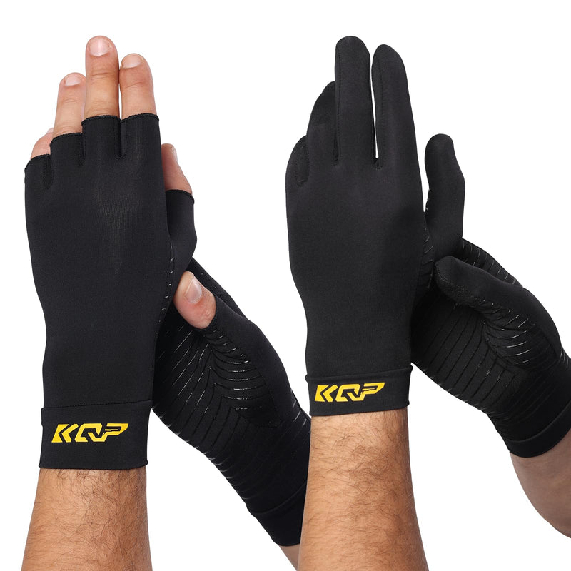 Compression Gloves For Pain Relief,2 Pairs，Copper Infused Arthritis Gloves… Small 2pairs-mix Black