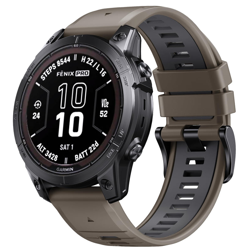 [Australia] - NotoCity for Fenix 7 pro Band 22mm Width Strap for Fenix 6/Fenix 7/Fenix 5 Plus/Fenix 6 Pro Soft Silicone Watch Brown Dark-Gray 