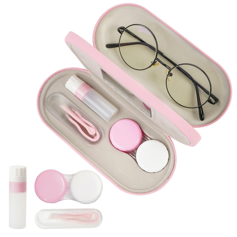 [Australia] - Eyeglass Case,Double Sided Portable Contact Lens Case,2 in 1 Portable Contact Multifunction,Durable Lens Case E-Pink 