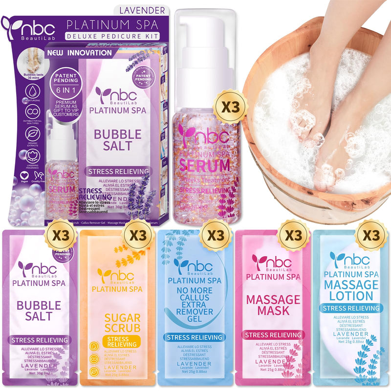 [Australia] - Pedicure Foot Soak Set - Upgraded 6 in 1 Foot Spa, Foot Bath Spa, Pedicure Kit for Tired & Dry Cracked Feet, Athletes Feet, Bad Odor, Softens Calluses (3 Set Lavender) 3 Set Lavender scent 