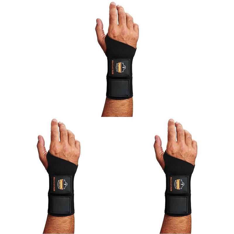 [Australia] - Ergodyne - 16624 ProFlex 675 Ambidextrous Double-Strap Wrist Support, Black, Large (Pack of 3) 1 Count (Pack of 3) 