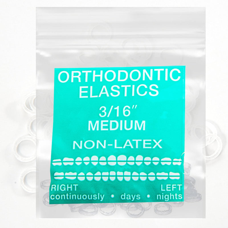 [Australia] - Clear Non-Latex 100 counts, Intraoral Elastic Bands Orthodontic Elastics Dental Rubber Bands Made in US Medium 3/16'', Clear 3/16'' 