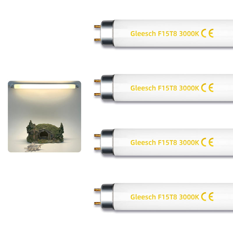 [Australia] - 15W 18" T8 Fluorescent Linear Tube Bulb F15T8/WW Warm White Light 3000K Medium Bi-Pin G13 Base 4 Pack Warm White-3000k 