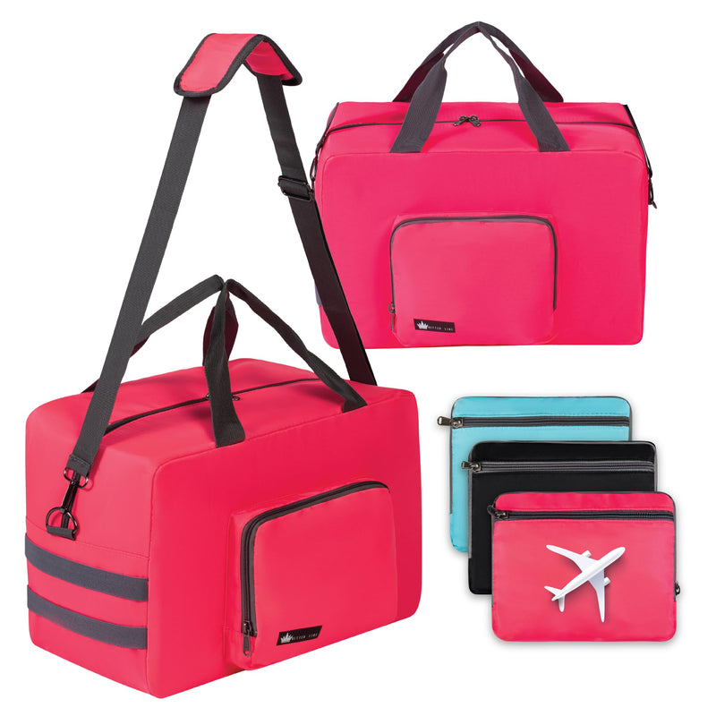 BETTERLINE Personal Item Travel Bag Airlines Underseat 16x10x8 Inches Red | 16x10x8 Inches Carry Cabin Duffel Holdall Tote Luggage Women Men Foldable Water Resistant Overnight Weekender Heavy Pink Red