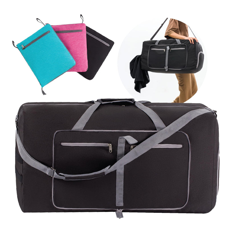 BETTERLINE Large Travel Duffel Bag Tote Luggage 27 X 15 X 12 Inches Black | 27 X 15 X 12 Inches Overnight Weekender Gym Men Women Water Resistant Shoe Compartment 80L Reinforced Handle Design
