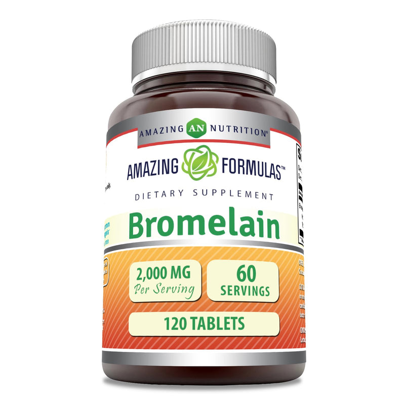 [Australia] - Amazing Formulas Bromelain 2000 Mg per Serving | Tablets Supplement | Non-GMO | Gluten-Free | Made in USA (1 Pack, 120 Count) 1 Count (Pack of 1) 
