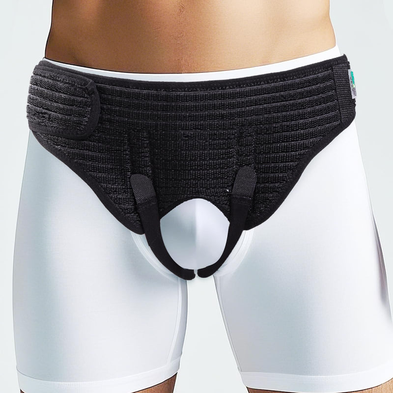lefeke Hernia Belts for Men Inguinal, Hernia Support Brace for Groin Pain Relief, Hernia Truss for Bilateral, Adjustable Waist Guard Left or Right Side (L with 4 Compression Pads) Large