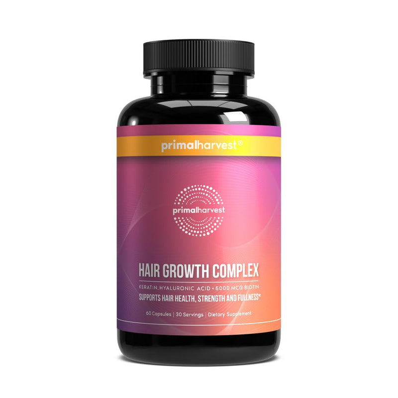 Primal Harvest Hair Growth Complex - Daily Supplement, Gluten & Dairy Free Unflavored 60 Count (Pack of 1)