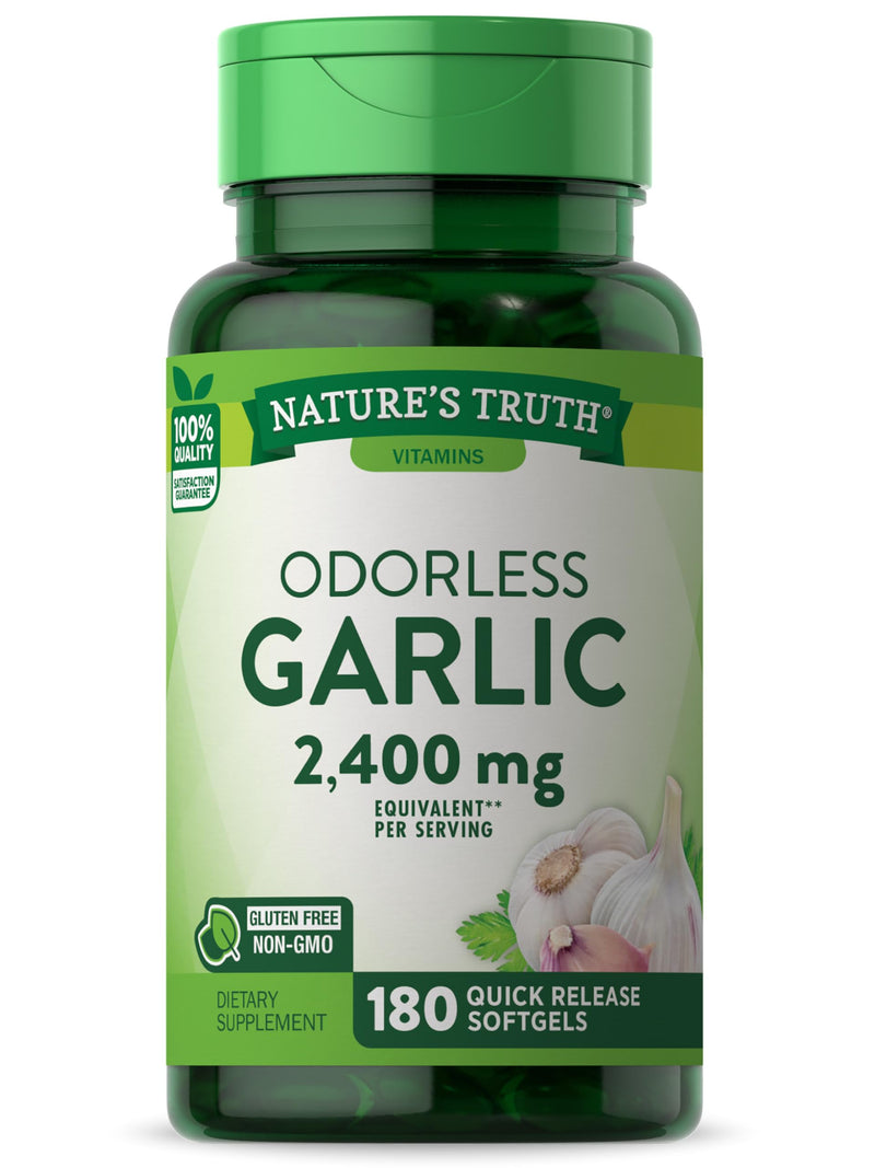 [Australia] - Nature's Truth Odorless Garlic Softgels | 2400mg | 180 Count | Non-GMO & Gluten Free Supplement 