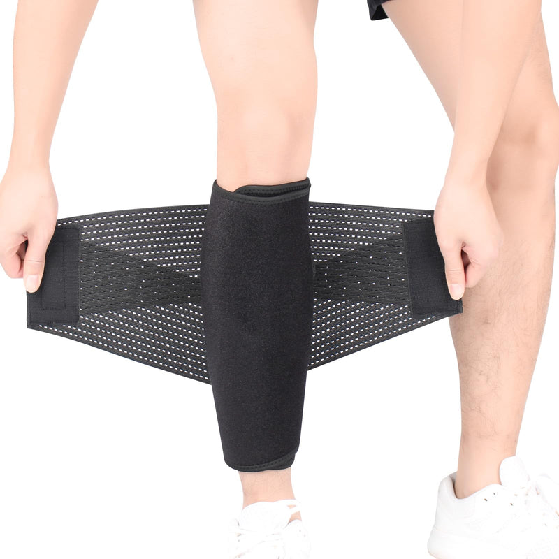 [Australia] - Calf Support Brace 2 Pack Adjustable Shin Splint Compression Calf Wrap XXX-Large Band-Black 
