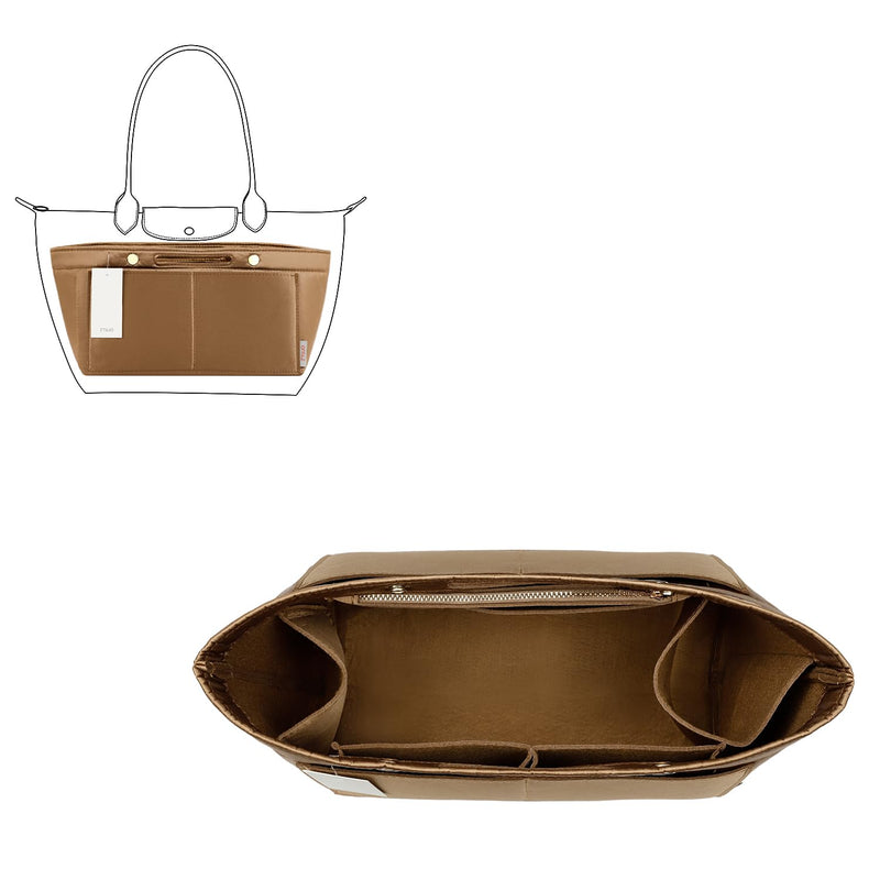 ZTUJO Purse Organizer Insert For Handbag & Tote Shaper,Tote Bag Organizer Insert For Speedy Neverful, 6 Sizes(X-Large,Silky Brown) Regular X-Large Silky Brown