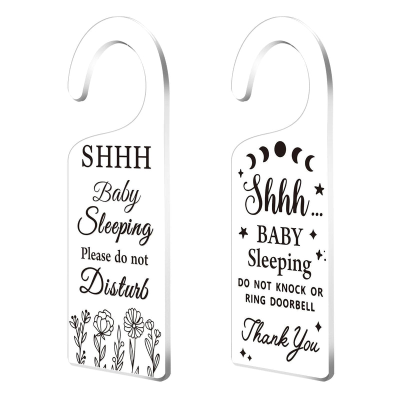 [Australia] - CHGCRAFT 2Pack Baby Sleeping Door Hands Hanger Sign Acrylic Notice Door Hanger Sign Cute Baby Room Sign Door Handle Decorations Sign for Home Living room Bedroom Kindergarten Gift for Parents 
