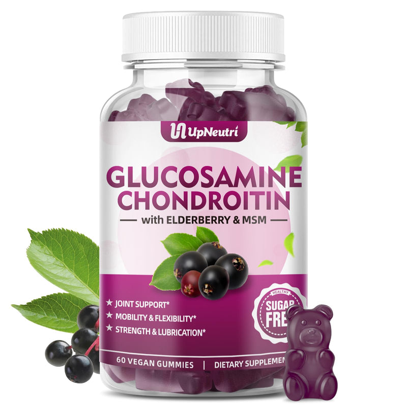 [Australia] - Glucosamine Chondroitin Gummies Sugar Free, Extra Strength 1500mg Glucosamine with Chondroitin MSM & Turmeric, Joint Support Supplement for Men & Women Joint Health (60 Count (Pack of 1)) Elderberry 60 Count (Pack of 1) 