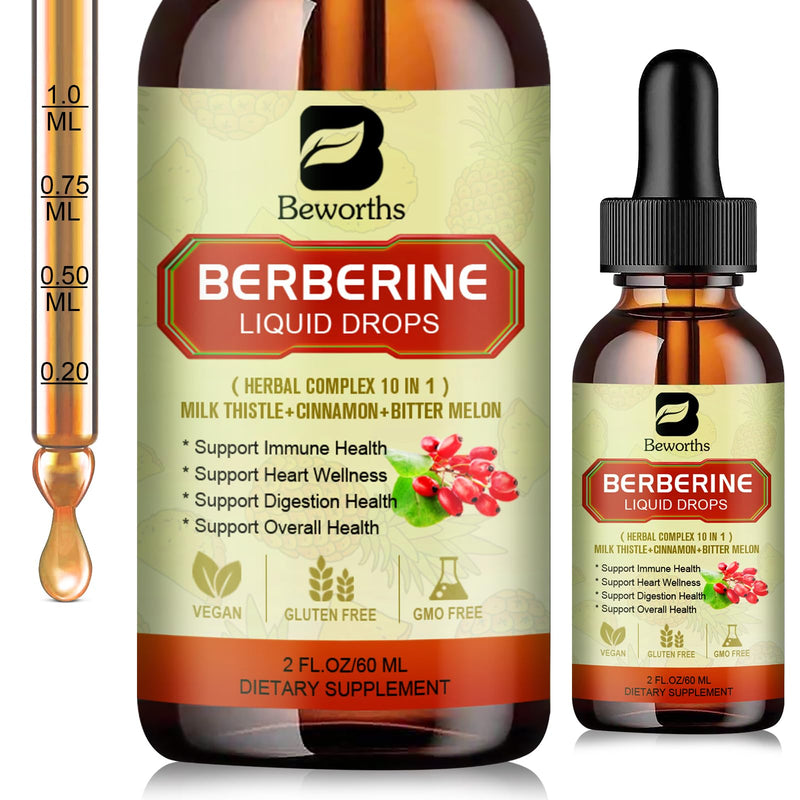 [Australia] - Premium Berberine Supplement - Berberine Liquid Drops with Turmeric, Bitter Melon, Milk Thistle, Ceylon Cinnamon, Berberine Veggie Supplement for Immune, Digestion System and Heart Health Support Pinapple 