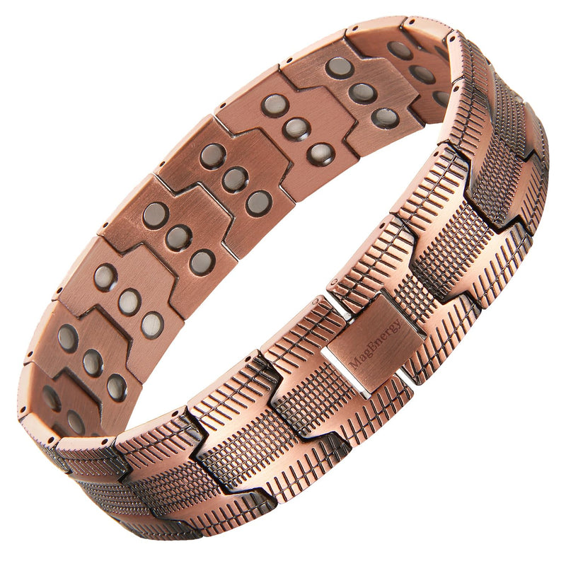 [Australia] - MagEnergy Copper Bracelet for Men 3X Magnetic Bracelets 99.99% Pure Copper Wristband Adjustable Jewelry Gift with Sizing Tool Copper Tire Graphics 