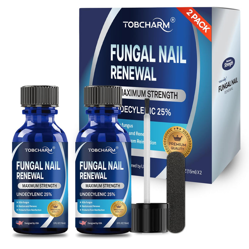 Toenail Fungus Treatment Extra Strength with 25% Undecylenic Acid & Tea Tree Oil, Nail Fungus Treatment for Toenail & Fingernails, Antifungal Nail Treatment for Damaged Nails and Thick Toenails- 2Pcs 0.5 Fl Oz (Pack of 2)