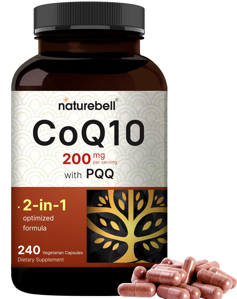 [Australia] - NatureBell CoQ10 200mg with PQQ, 240 Veggie Capsules | Stable High Absorption Form ‚Äì Antioxidant Support for Heart, & Energy Health ‚Äì Extra Strength Coenzyme Q10 Supplement 