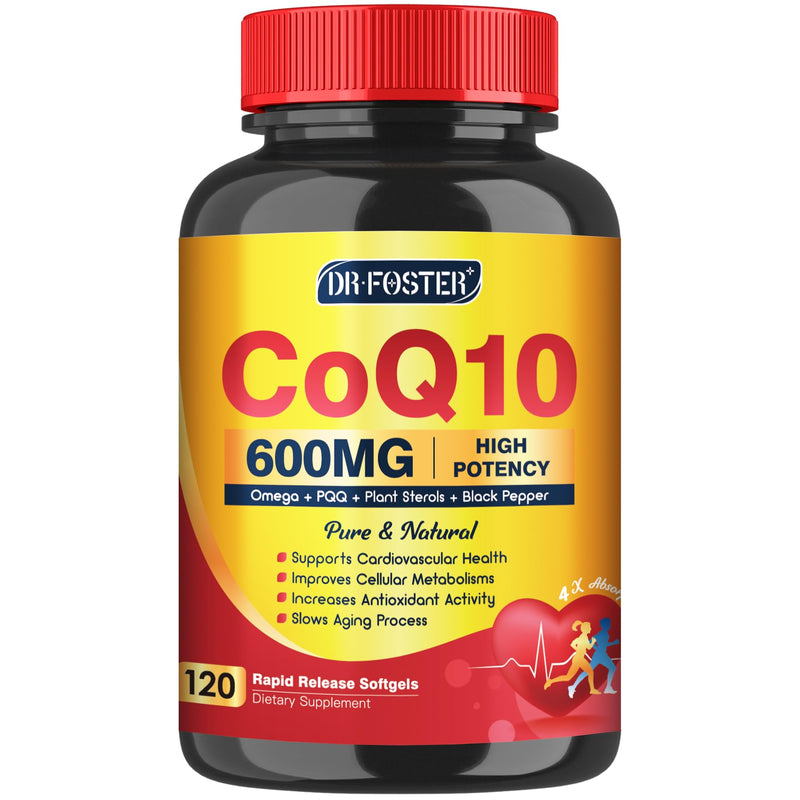[Australia] - CoQ10 600 mg Softgels CoQ10 Supplement - CQ10 Coenzyme-Q10 with Omega 3 & PQQ & Vitamin E Support Heart & Antioxidant & Cellular Energy | 60 Servings 